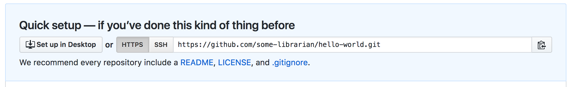 The repository URL on GitHub